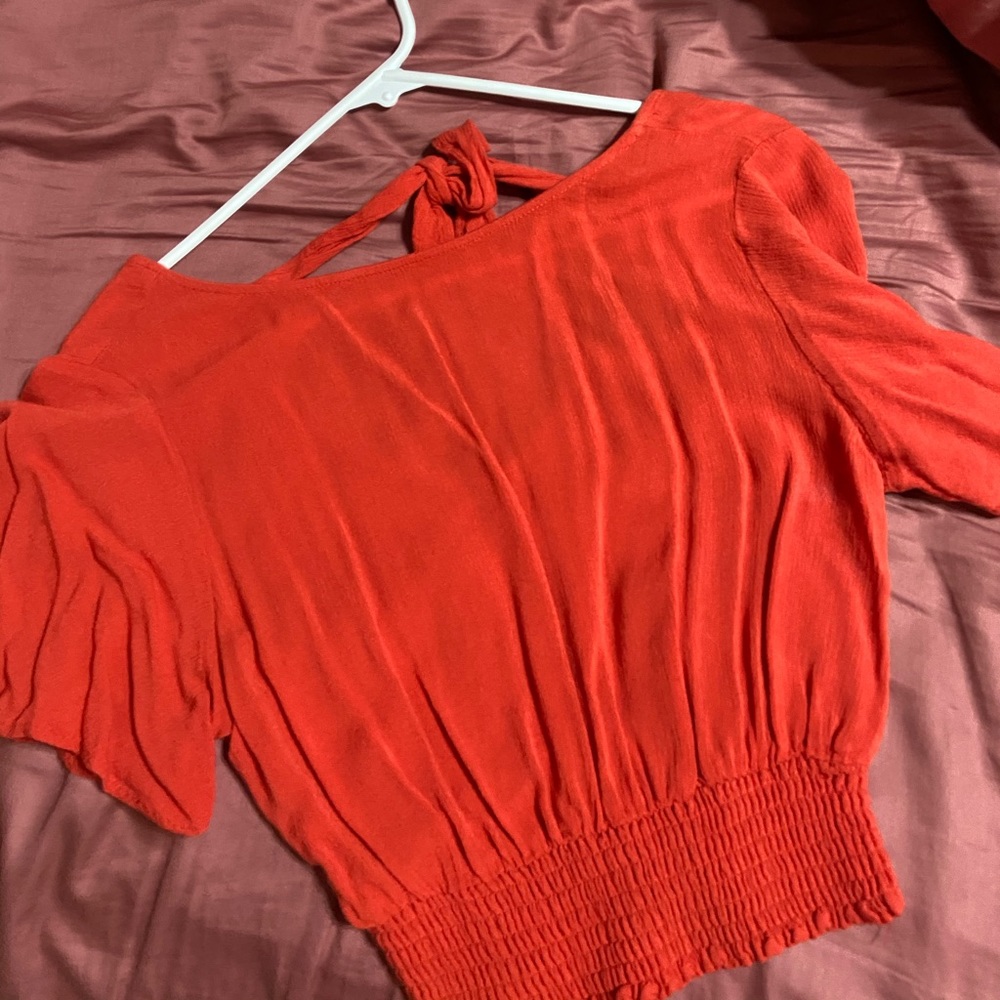 Red flowy crop top